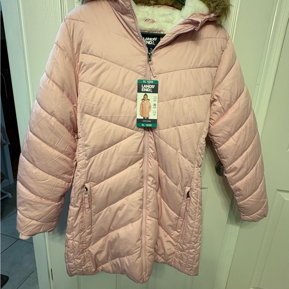 Lands' End Girl's Light Pink Puffer Coat